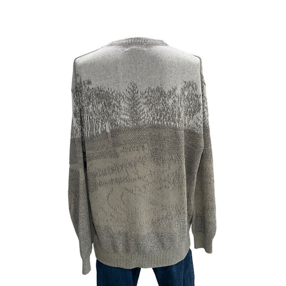 Pinnacle Vintage Golf Sweater XL Made USA 90s Knit Embroidered Scene Cottagecore - Picture 7 of 8